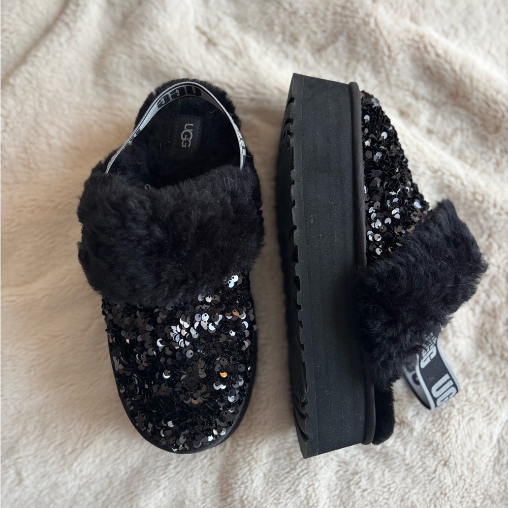 UGG Black Sequin Platform Shoes